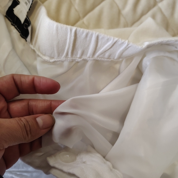 Sag Harbor Women's White Wide-Leg Pants,55%linen,45%Rayon,Lining 100%polyester. - Picture 4 of 11